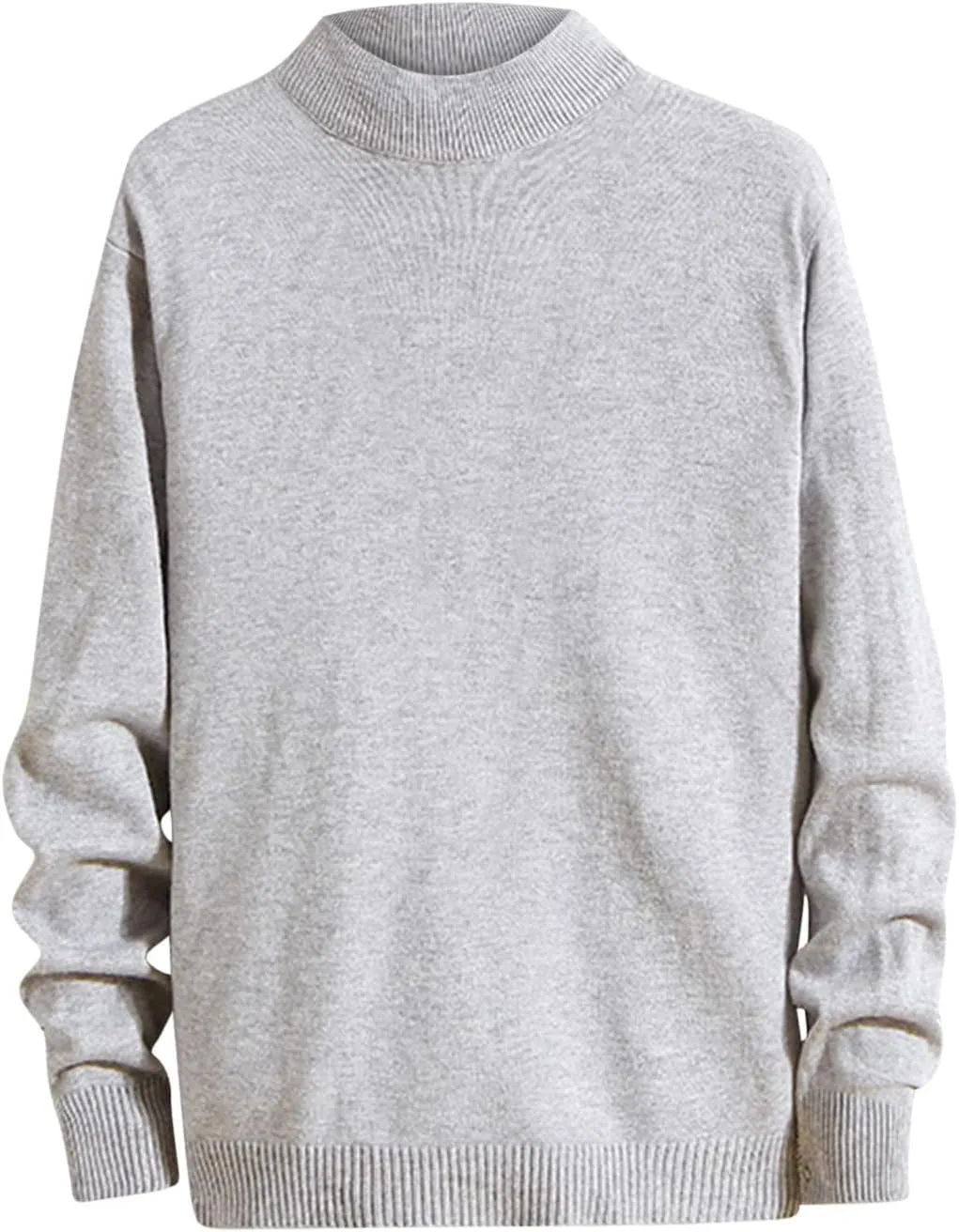 Men's Mock Turtleneck Knit Sweater Long Sleeve Pullover Sweaters Round Neck Knit Sweater Korean Slim Base Sweater