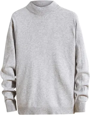 Men's Mock Turtleneck Knit Sweater Long Sleeve Pullover Sweaters Round Neck Knit Sweater Korean Slim Base Sweater