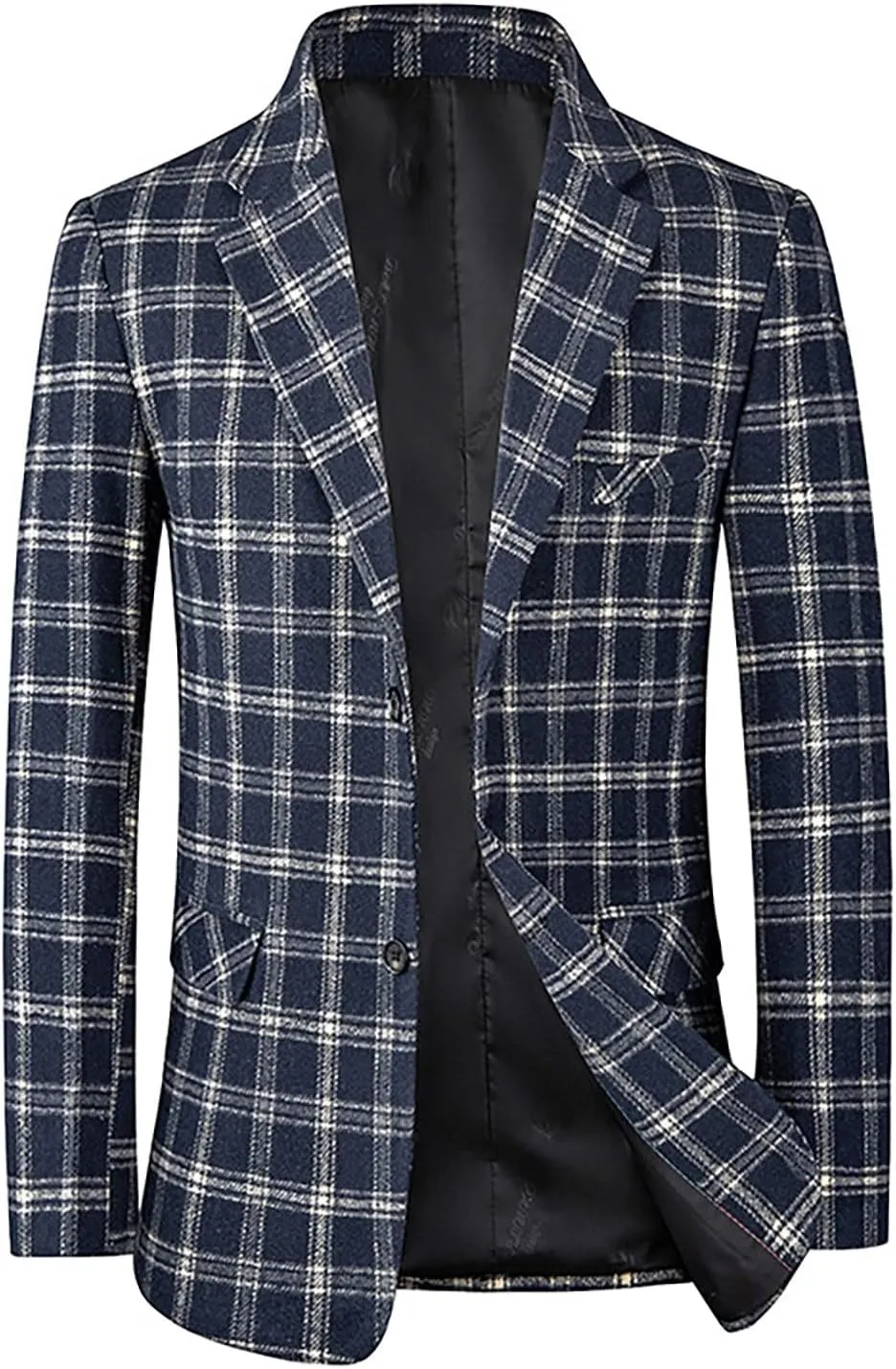 Mens Plaid Blazer Leisure Lightweight Sport Coat Two Button Suit Jacket Slim Fit Checkered Blazer for Men Wedding