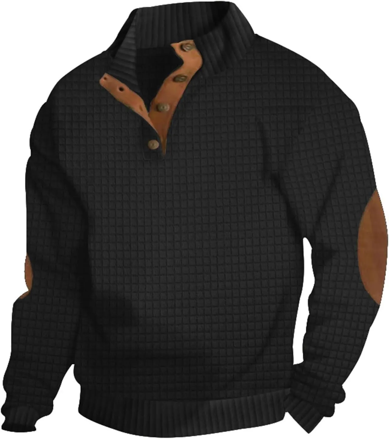 Men's Quarter Button Pullover Long Sleeve Casual Polo Sweatshirt Slim Fit V Neck Sweatshirt Sweaters Basic Tees Tops