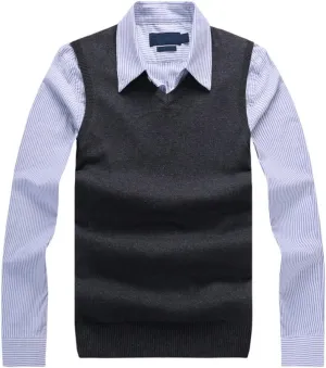 Men's Solid V Neck Sweater Vest