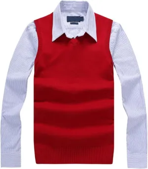 Men's Solid V Neck Sweater Vest