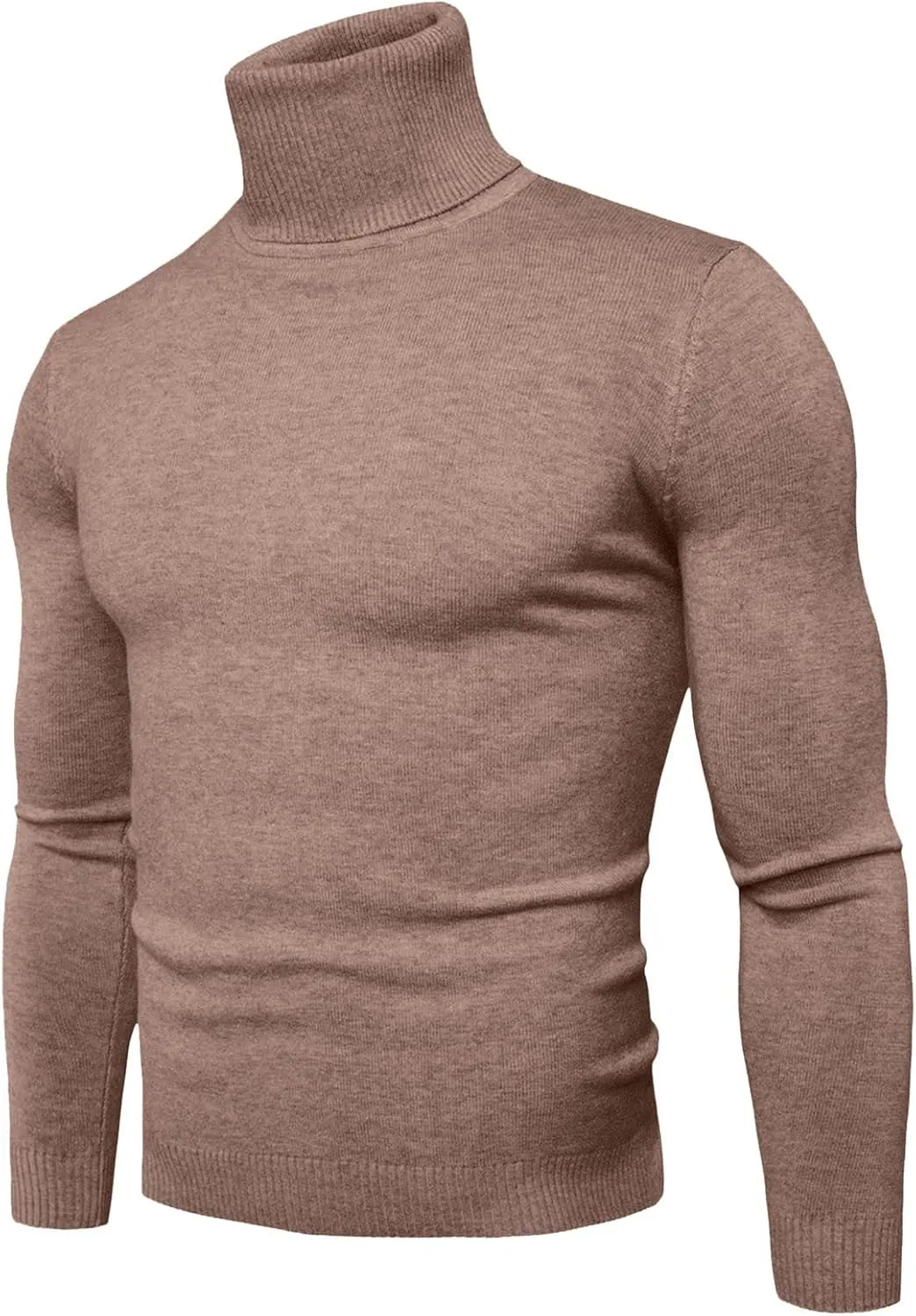 Mens Sweater Men's Solid Long Sleeve Ribbed Slim Fit Baselayer Knitted Pullover Turtleneck Sweater T-Shirts Shirts