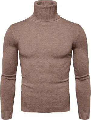 Mens Sweater Men's Solid Long Sleeve Ribbed Slim Fit Baselayer Knitted Pullover Turtleneck Sweater T-Shirts Shirts