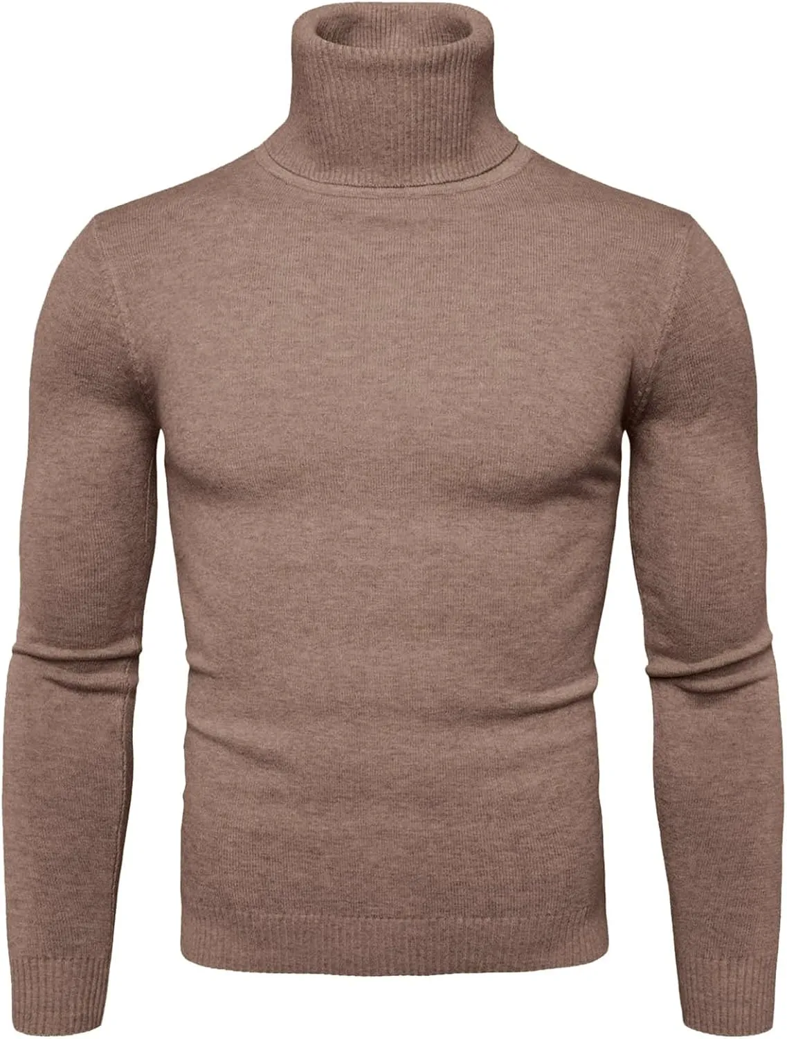 Mens Sweater Men's Solid Long Sleeve Ribbed Slim Fit Baselayer Knitted Pullover Turtleneck Sweater T-Shirts Shirts