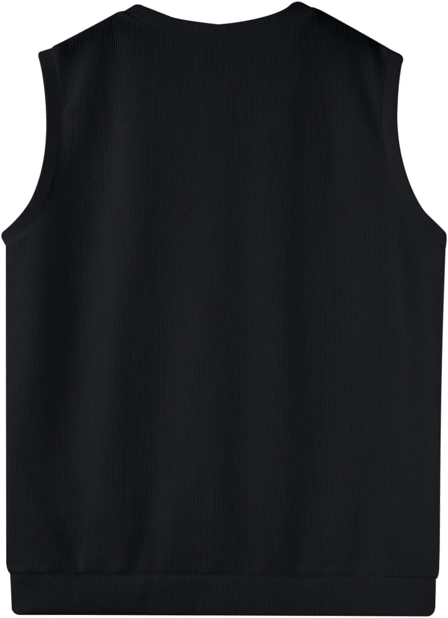 Mens Sweater Vest Relaxed Fit V Neck Sleeveless Knitted Pullover Casual Spring and Fall Sweater Vest