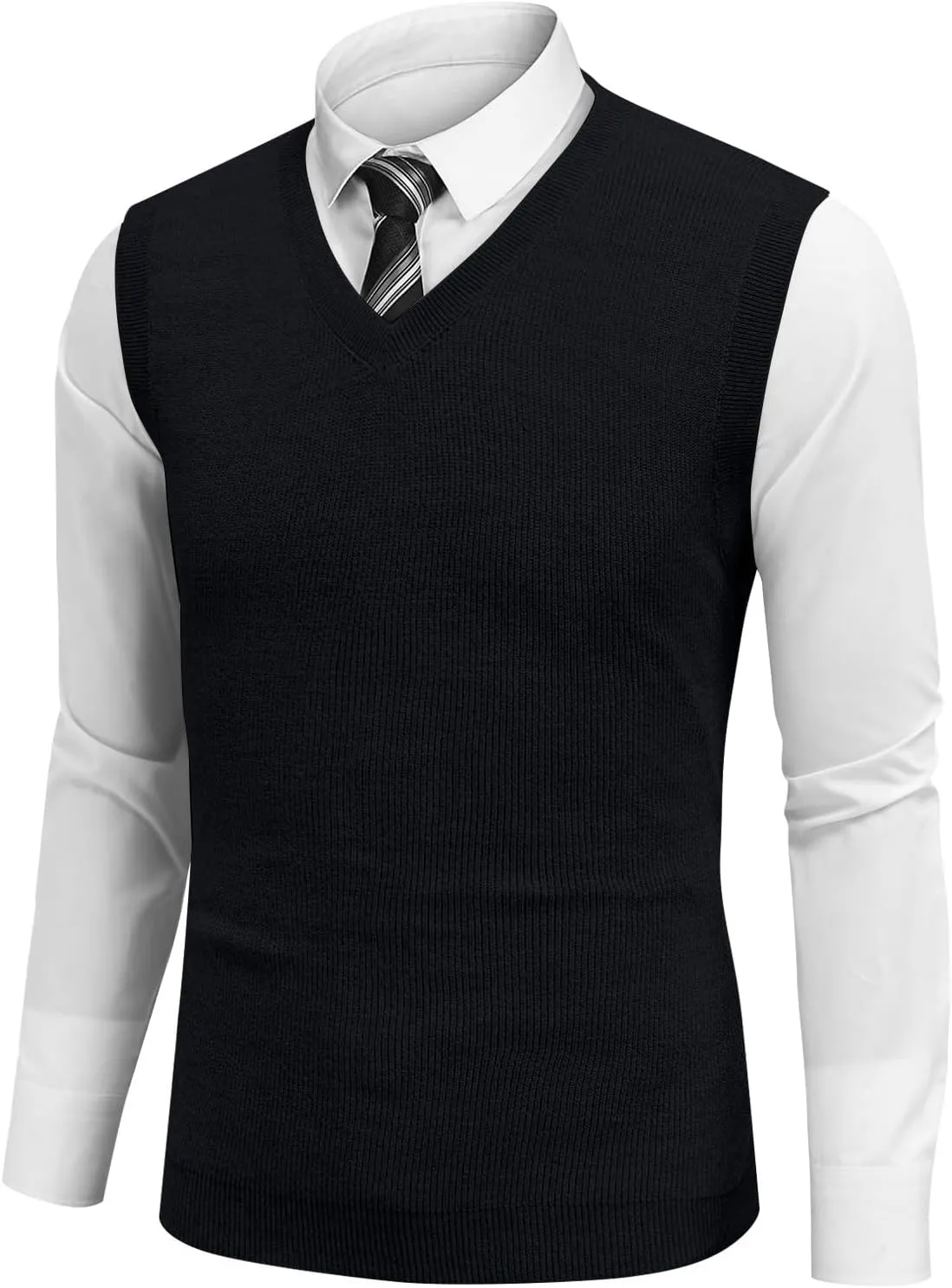 Mens Sweater Vest Relaxed Fit V Neck Sleeveless Knitted Pullover Casual Spring and Fall Sweater Vest
