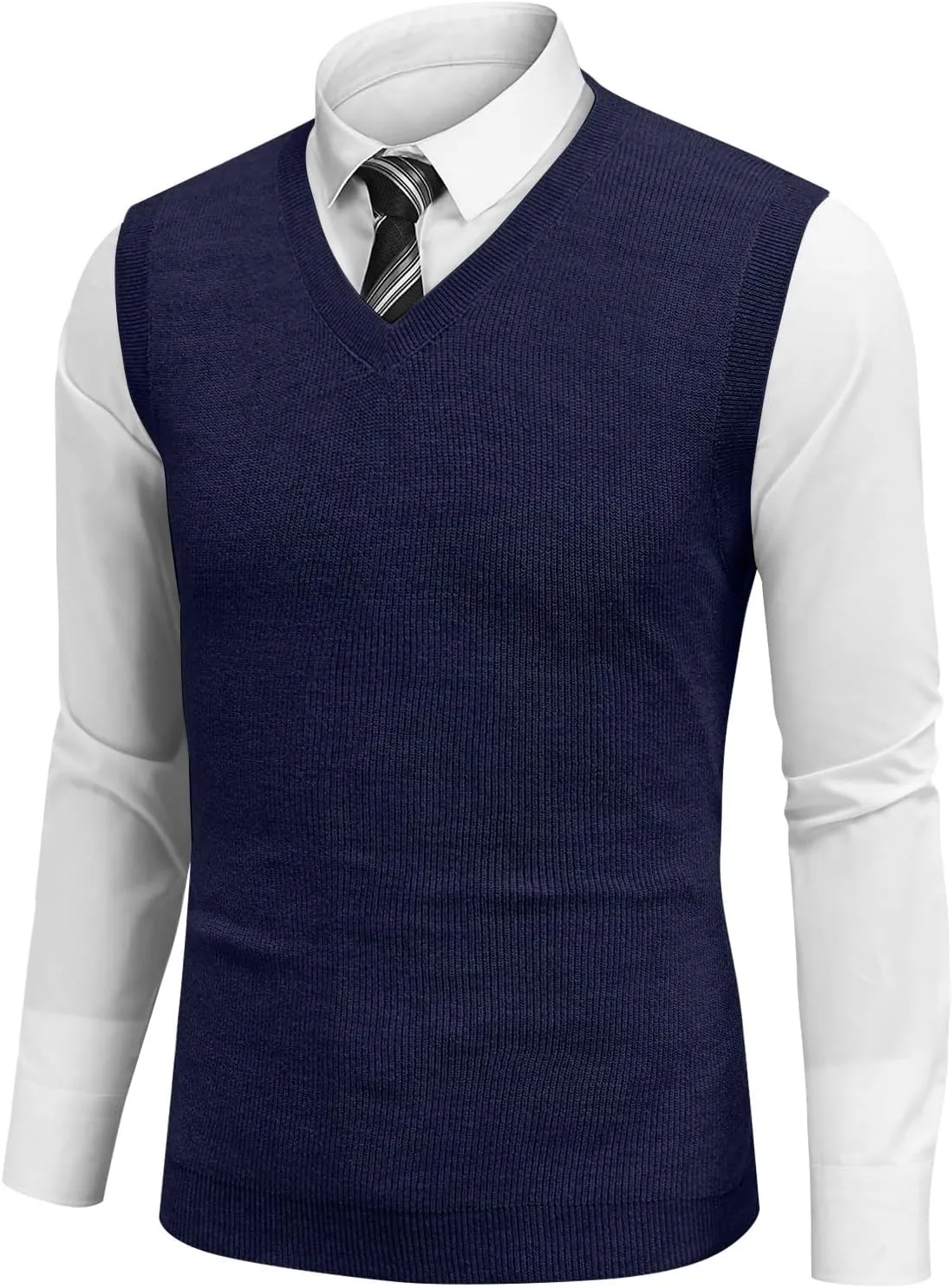 Mens Sweater Vest Relaxed Fit V Neck Sleeveless Knitted Pullover Casual Spring and Fall Sweater Vest