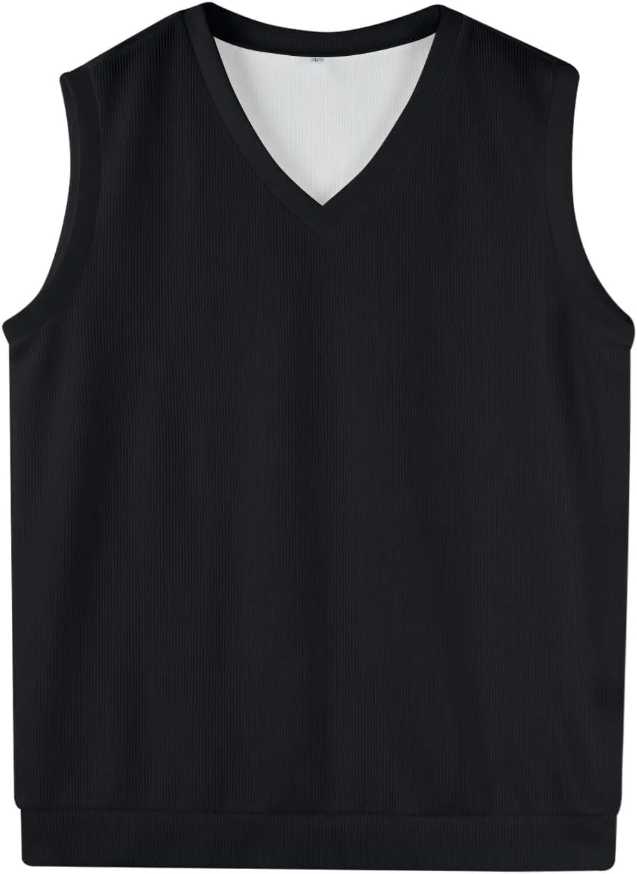 Mens Sweater Vest Relaxed Fit V Neck Sleeveless Knitted Pullover Casual Spring and Fall Sweater Vest