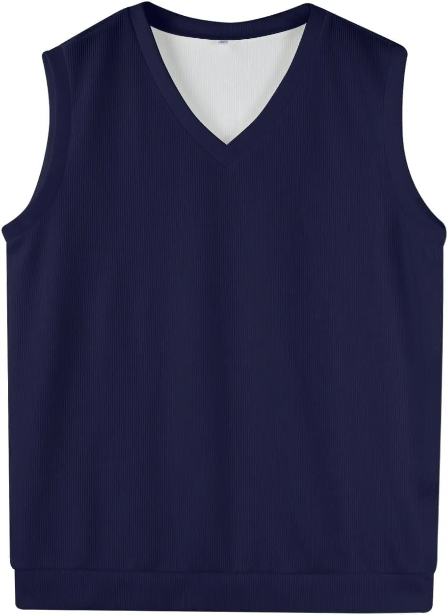 Mens Sweater Vest Relaxed Fit V Neck Sleeveless Knitted Pullover Casual Spring and Fall Sweater Vest