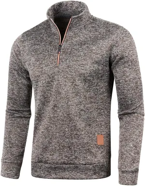 Mens SweatersMen's Quarter Zip Henley Shirts Knit Sweater Dress Long Sleeve Pullover Sweaters Turtleneck T-Shirts