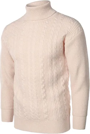 Mens SweatersMen's Solid Turtleneck Sweaters Long Sleeve Slim Fit Ribbed Knit Wool Thermal Pullover Sweatshirts