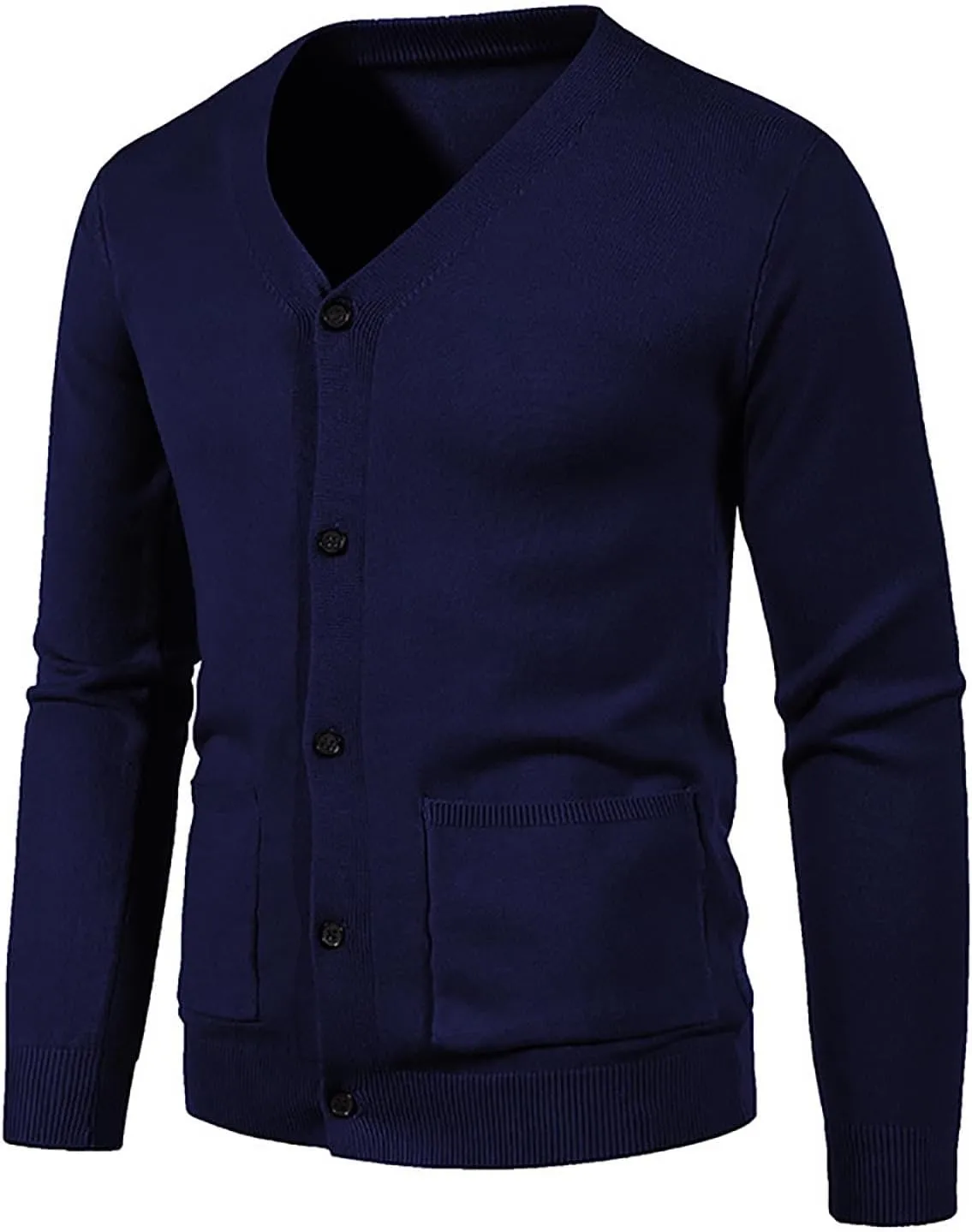 Men's Winter Casual Long Sleeve V-Neck Sweater Slim Coat Solid Color Knitwear V-Neck Sweater