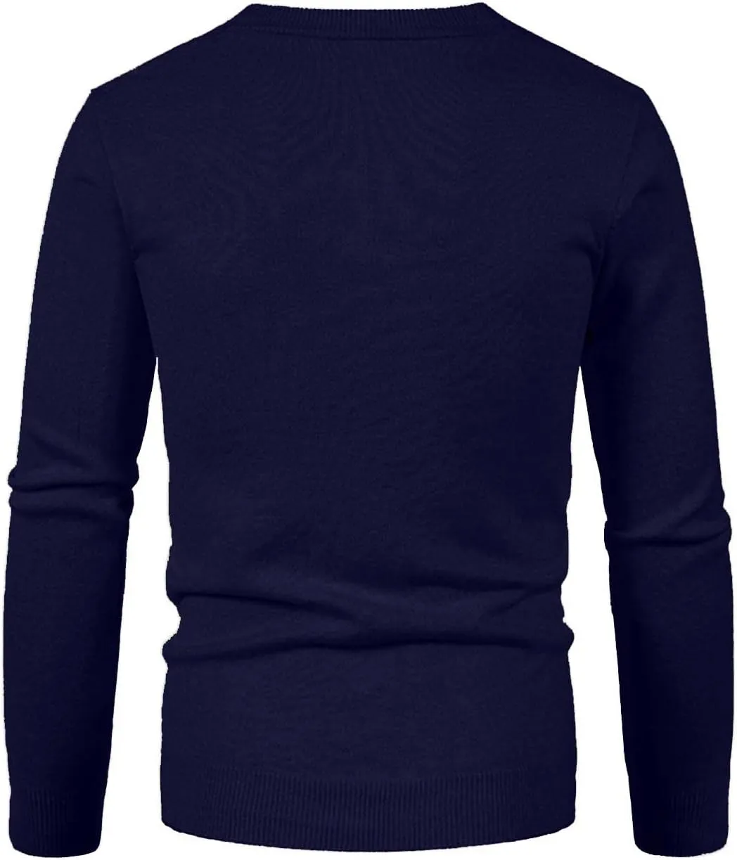 Men's Winter Casual Long Sleeve V-Neck Sweater Slim Coat Solid Color Knitwear V-Neck Sweater