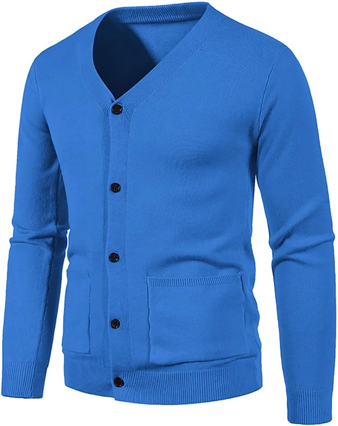 Men's Winter Casual Long Sleeve V-Neck Sweater Slim Coat Solid Color Knitwear V-Neck Sweater