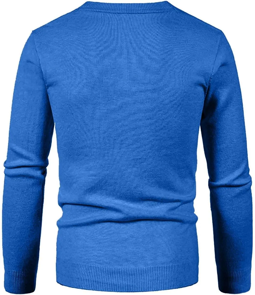 Men's Winter Casual Long Sleeve V-Neck Sweater Slim Coat Solid Color Knitwear V-Neck Sweater