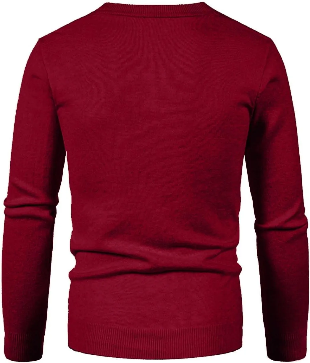 Men's Winter Casual Long Sleeve V-Neck Sweater Slim Coat Solid Color Knitwear V-Neck Sweater