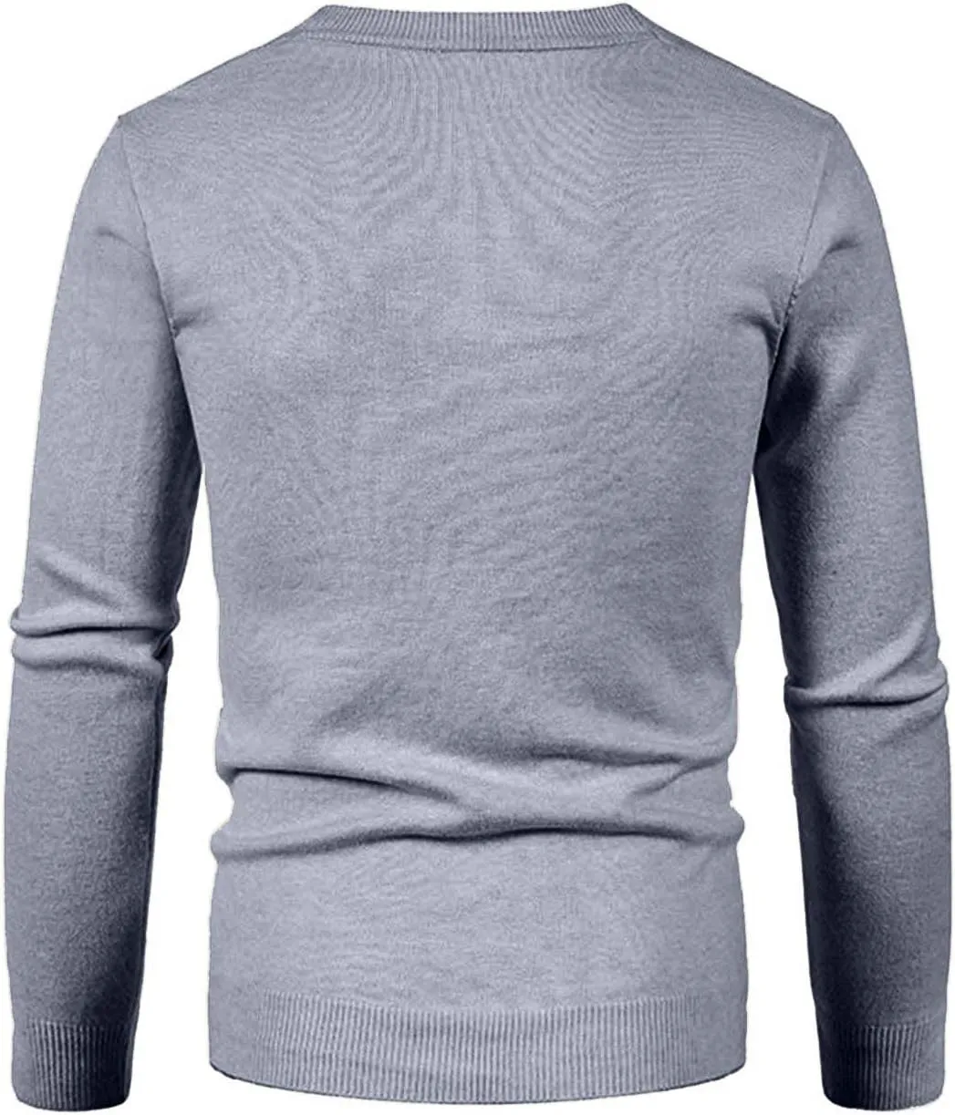 Men's Winter Casual Long Sleeve V-Neck Sweater Slim Coat Solid Color Knitwear V-Neck Sweater