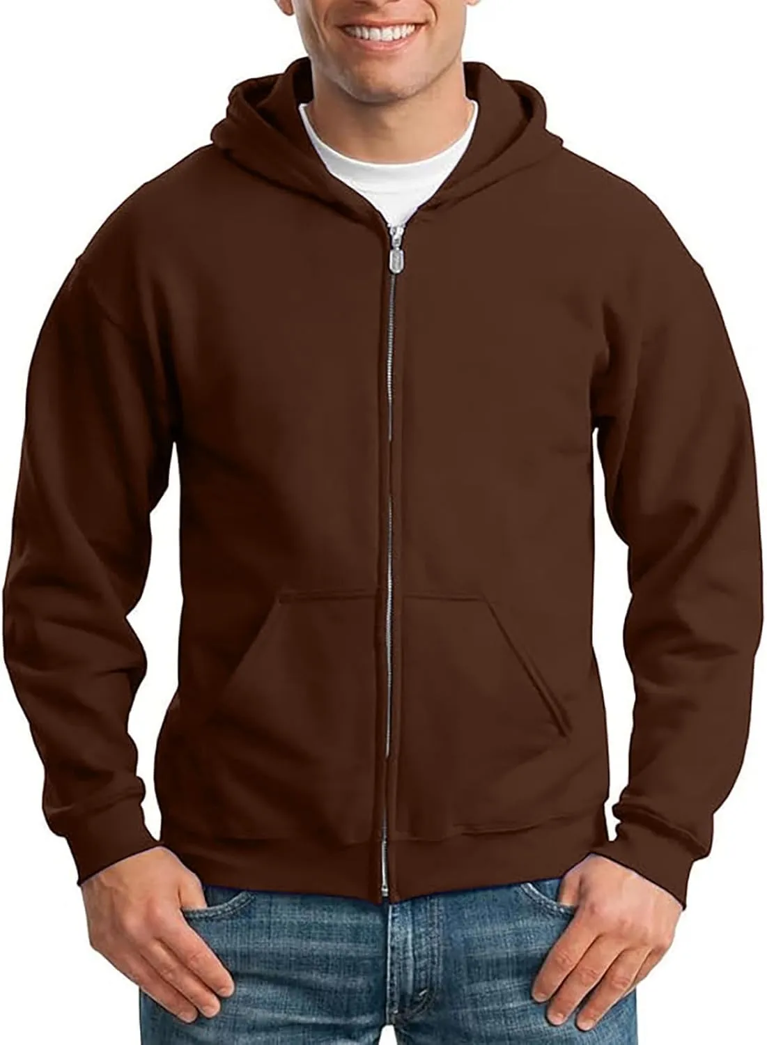 Mens Zip Up Hoodie Long Sleeve Drop Shoulder Oversized Jacket Drawstring Fashion Workout Fleece Pullover Sweatshirt