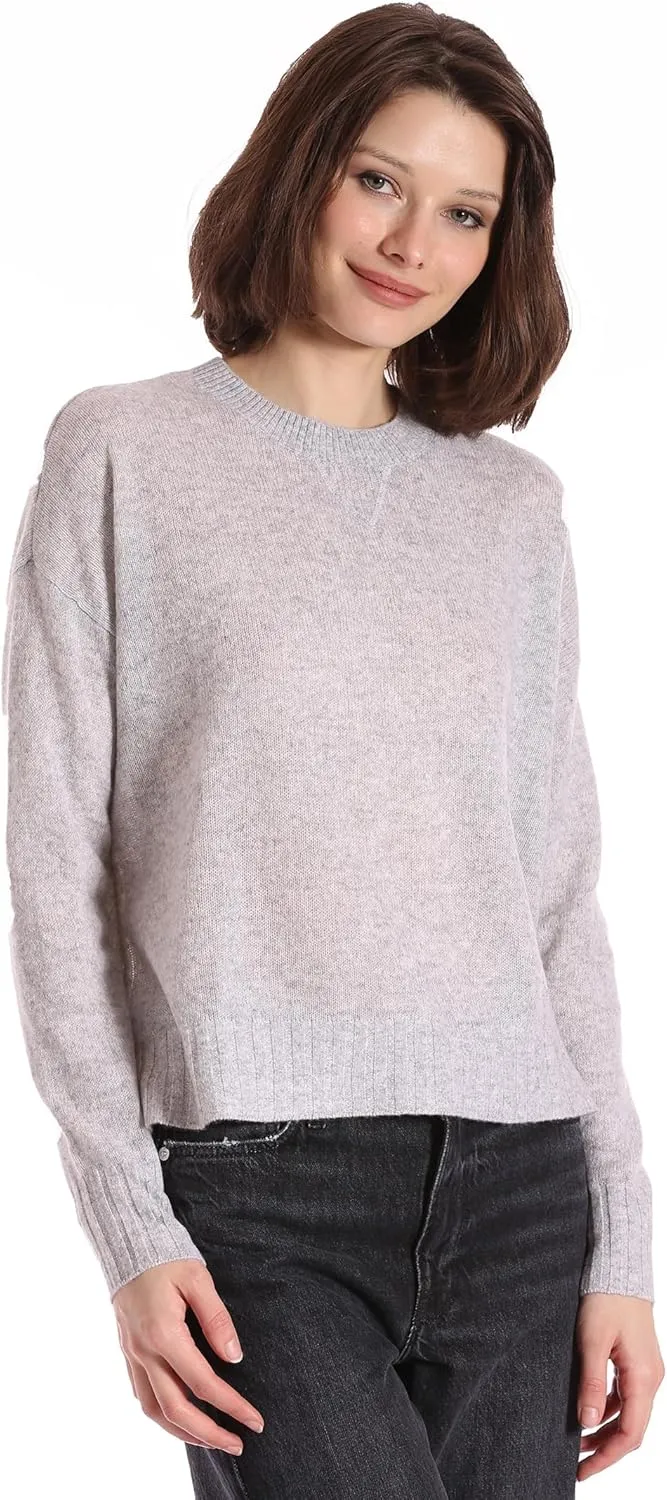 Minnie Rose Womens Long Sleeve Cashmere Sport Crewneck Sweater
