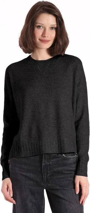 Minnie Rose Womens Long Sleeve Cashmere Sport Crewneck Sweater