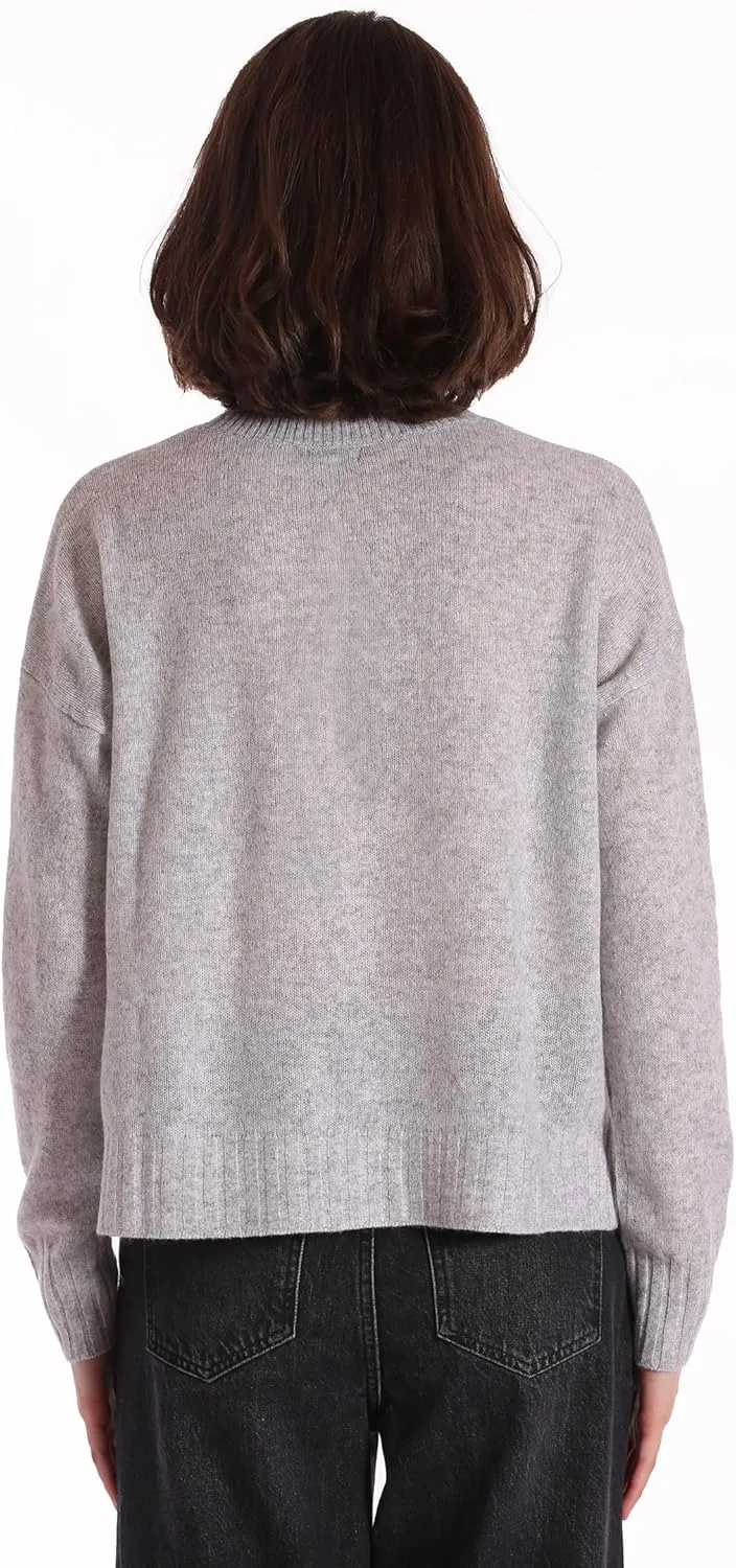 Minnie Rose Womens Long Sleeve Cashmere Sport Crewneck Sweater