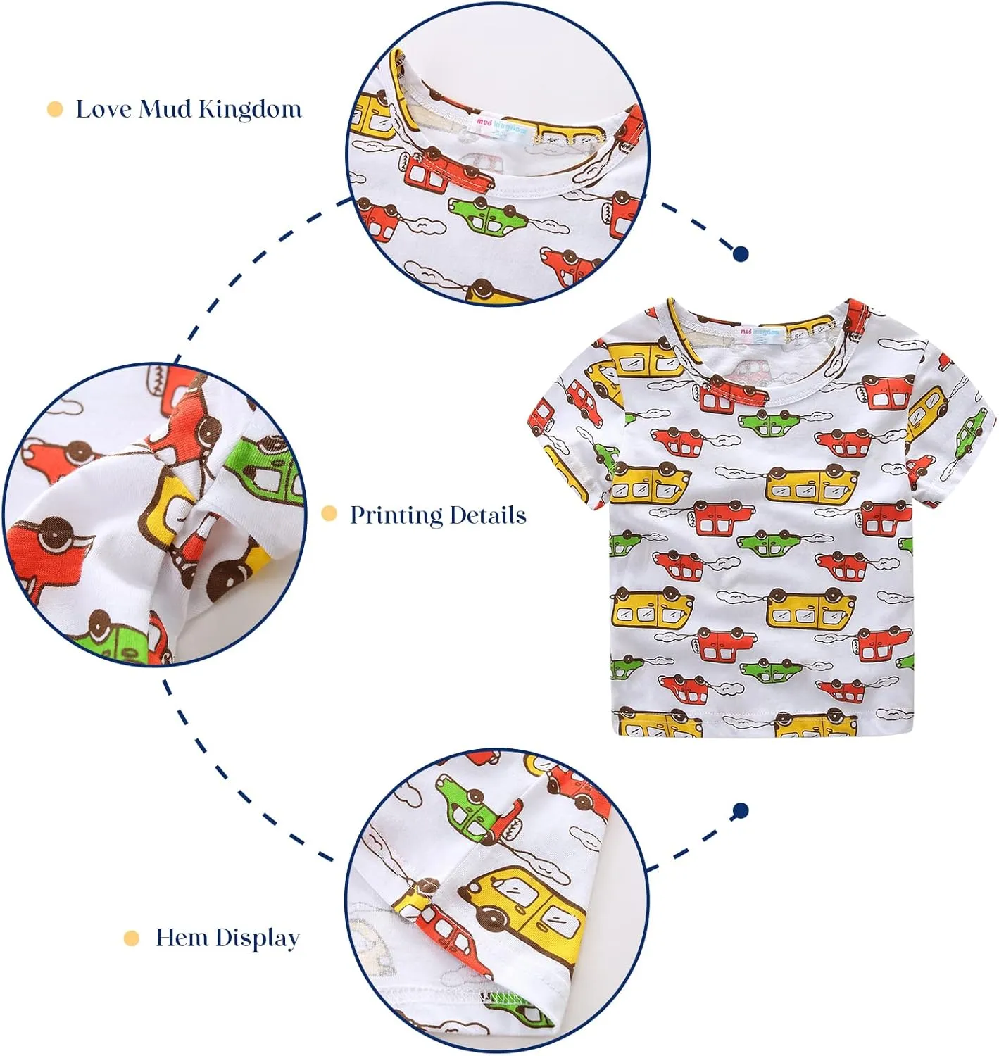 Mud Kingdom Boys Girls T-Shirts Cotton Cute Cartoon Graphic Tees for Kids 2-8 Years
