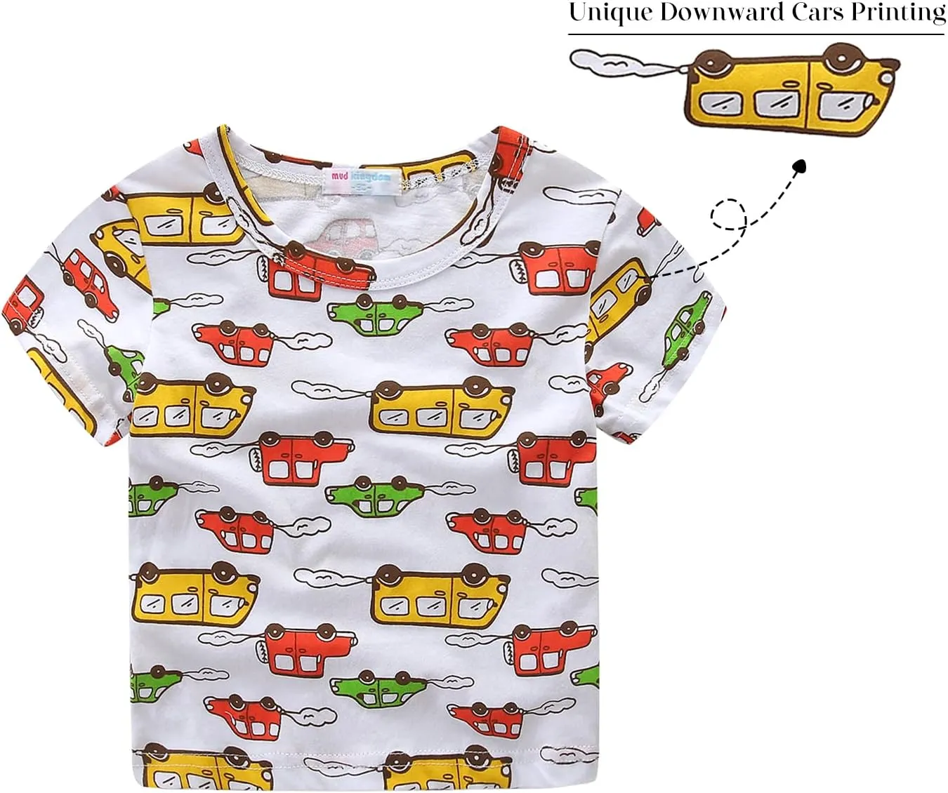 Mud Kingdom Boys Girls T-Shirts Cotton Cute Cartoon Graphic Tees for Kids 2-8 Years