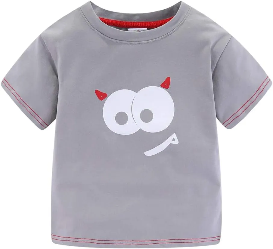 Mud Kingdom Boys Girls T-Shirts Cotton Cute Cartoon Graphic Tees for Kids 2-8 Years