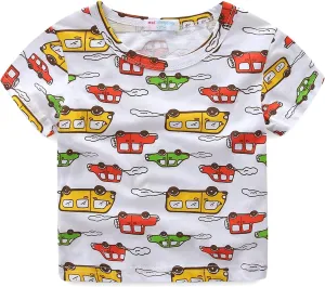 Mud Kingdom Boys Girls T-Shirts Cotton Cute Cartoon Graphic Tees for Kids 2-8 Years