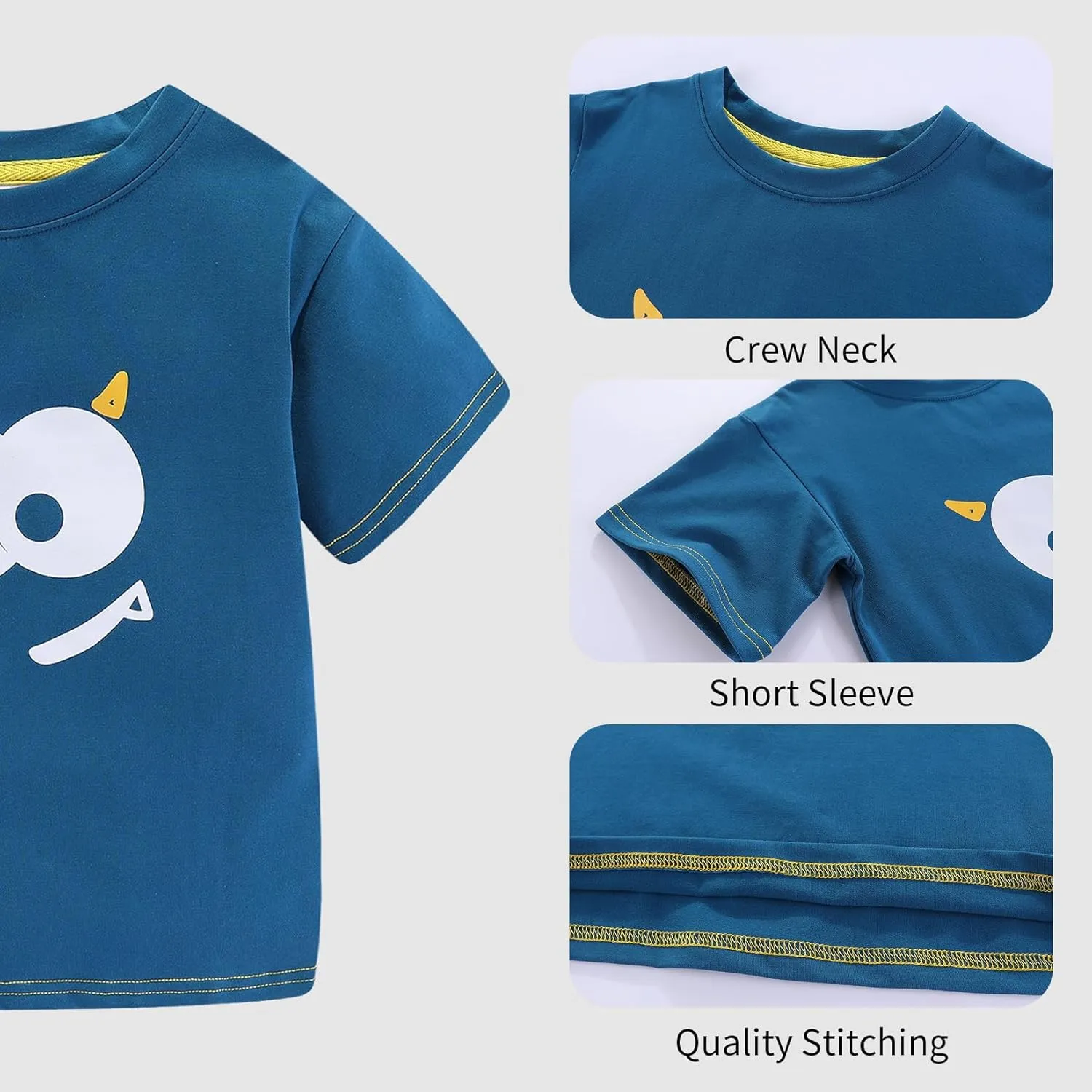 Mud Kingdom Boys Girls T-Shirts Cotton Cute Cartoon Graphic Tees for Kids 2-8 Years