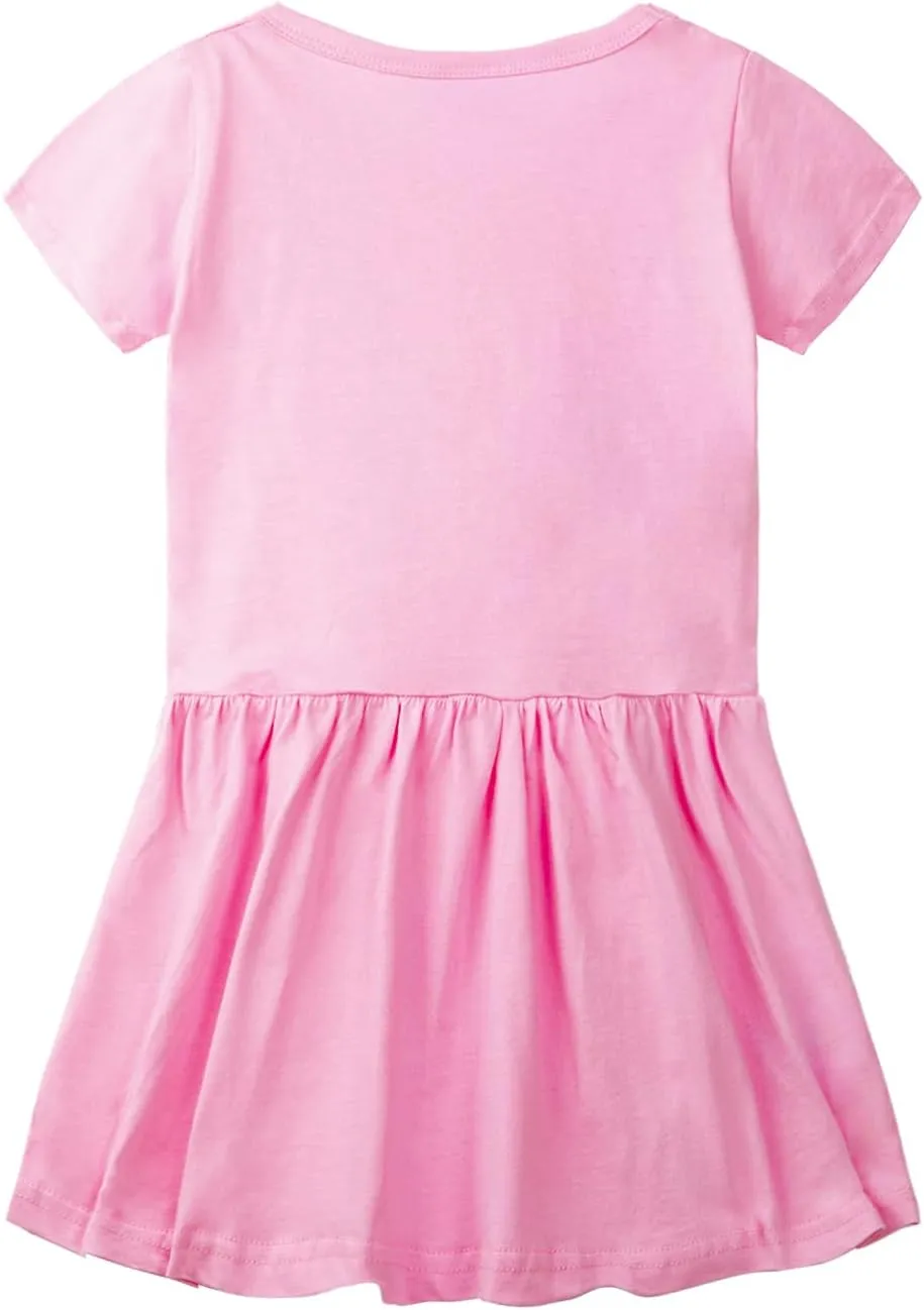 Mud Kingdom Little Girls Dresses Cotton Summer Holiday Cute Cat Dress Short Sleeve