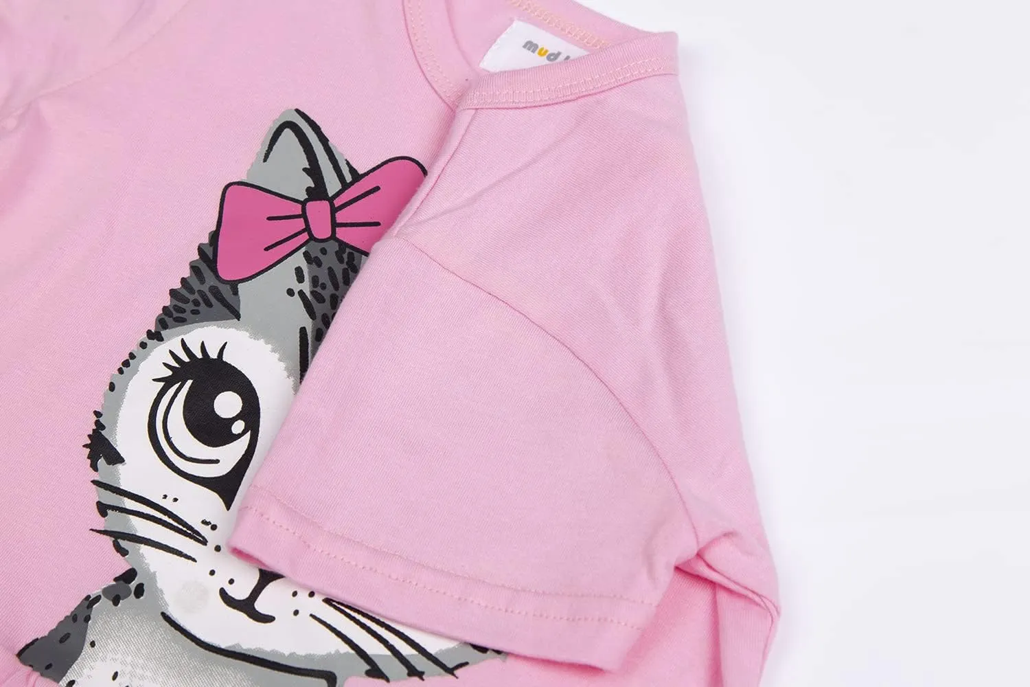 Mud Kingdom Little Girls Dresses Cotton Summer Holiday Cute Cat Dress Short Sleeve
