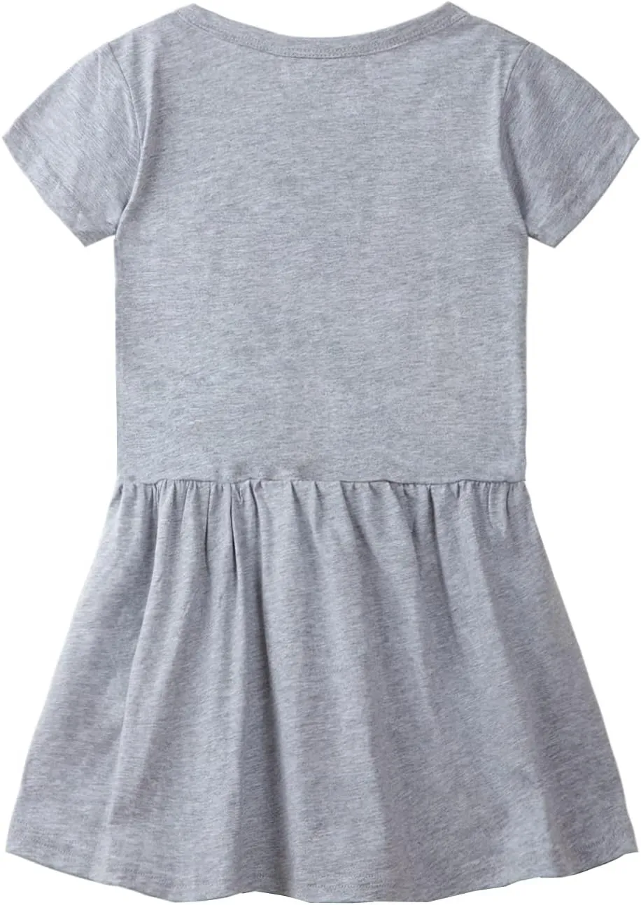 Mud Kingdom Little Girls Dresses Cotton Summer Holiday Cute Cat Dress Short Sleeve