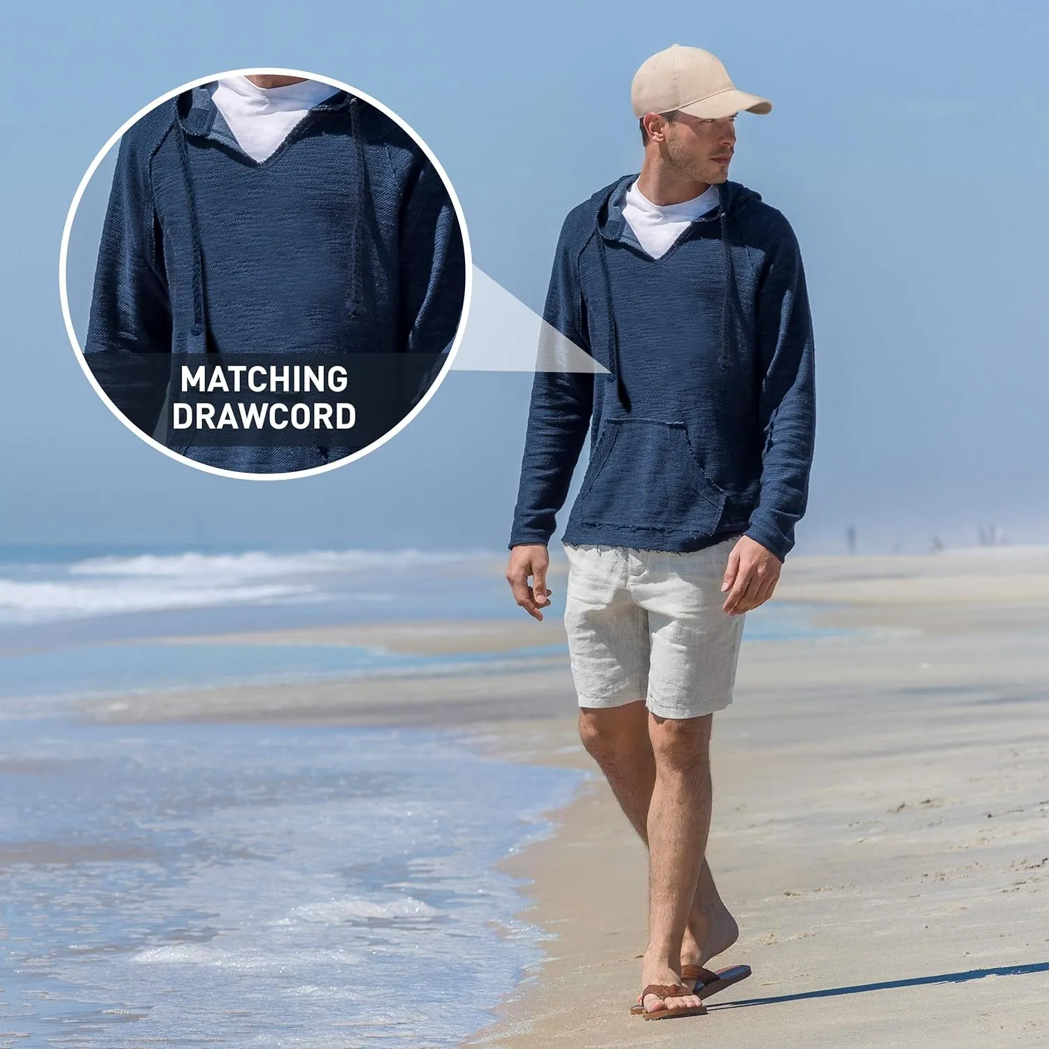 MV Sport Men's Baja Hoodie - Lightweight Pullover Hoodie
