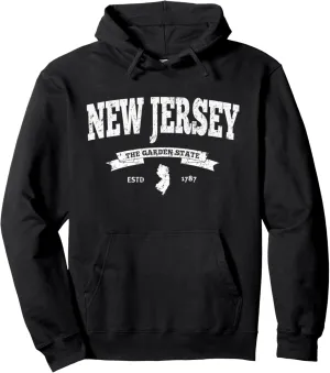New Jersey Hoodie. Vintage New Jersey Sweatshirt Retro NJ Pullover Hoodie