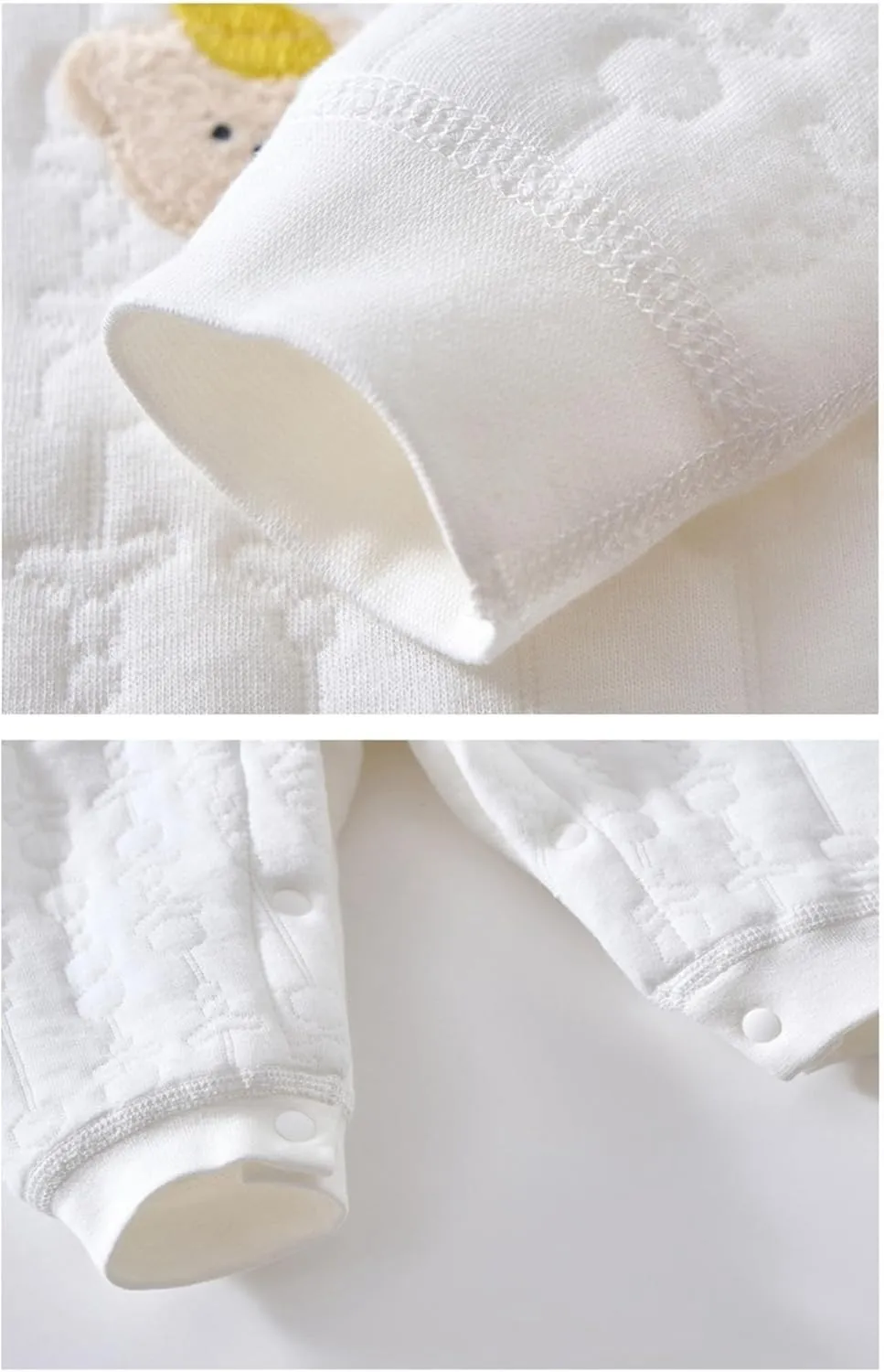 Newborn Knit Bodysuit, Baby Long Sleeve Button Solid Jumpsuit, Infant Boys and Girls Romper Clothes, Baby Home Outfit