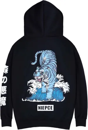 Niepce Inc Japanese Streetwear Tiger Graphic Hoodies for Men