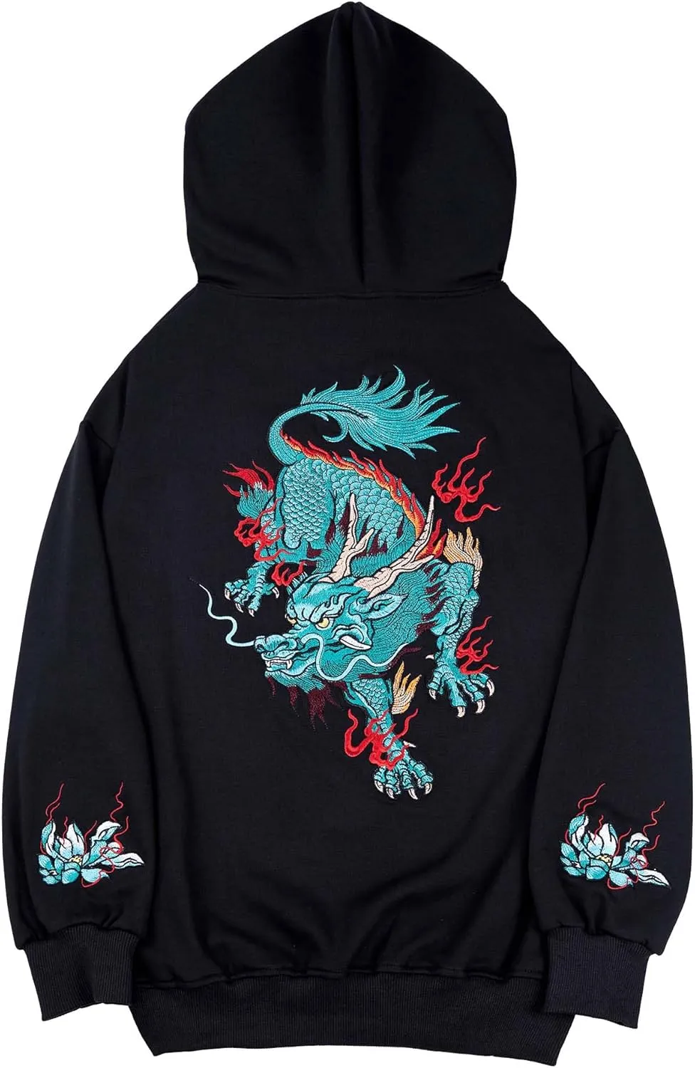 Niepce Inc Streetwear Men's Dragon Embroidered Heavyweight Graphic Hoodies