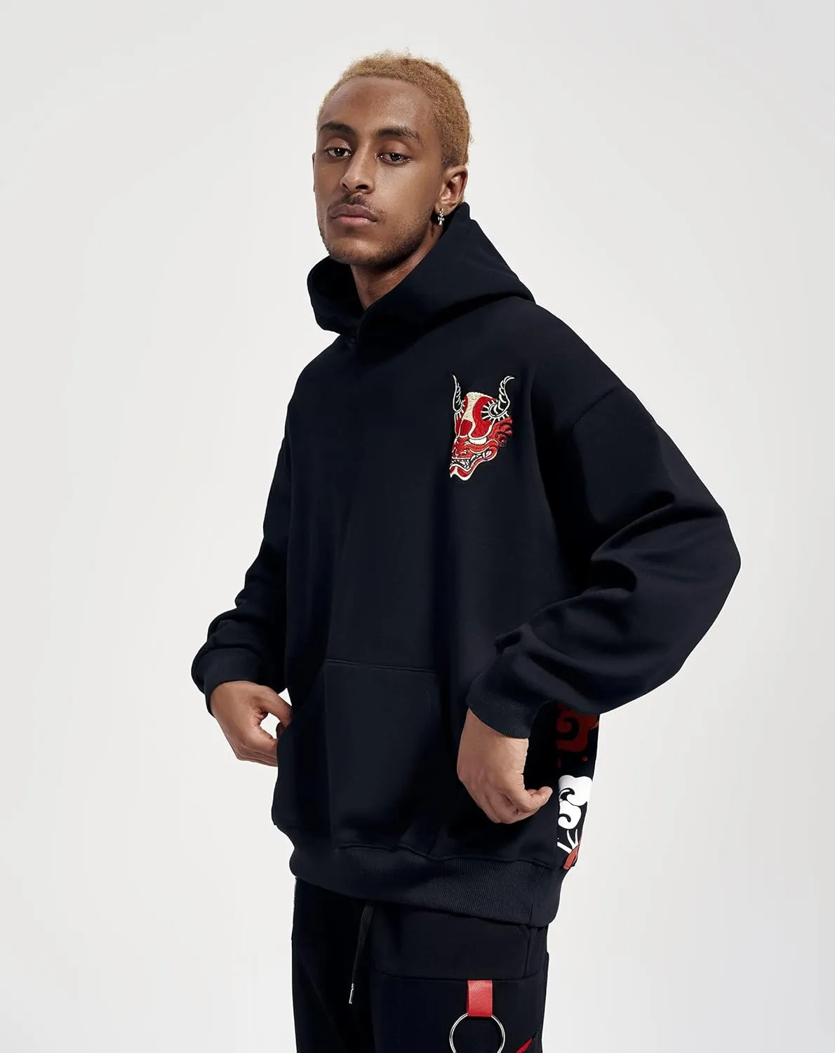 Niepce Inc Streetwear Men's Dragon Embroidered Heavyweight Graphic Hoodies