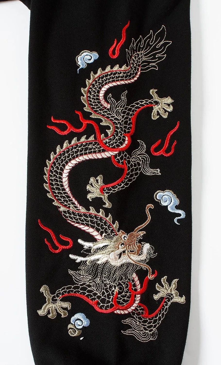 Niepce Inc Streetwear Men's Dragon Embroidered Heavyweight Graphic Hoodies