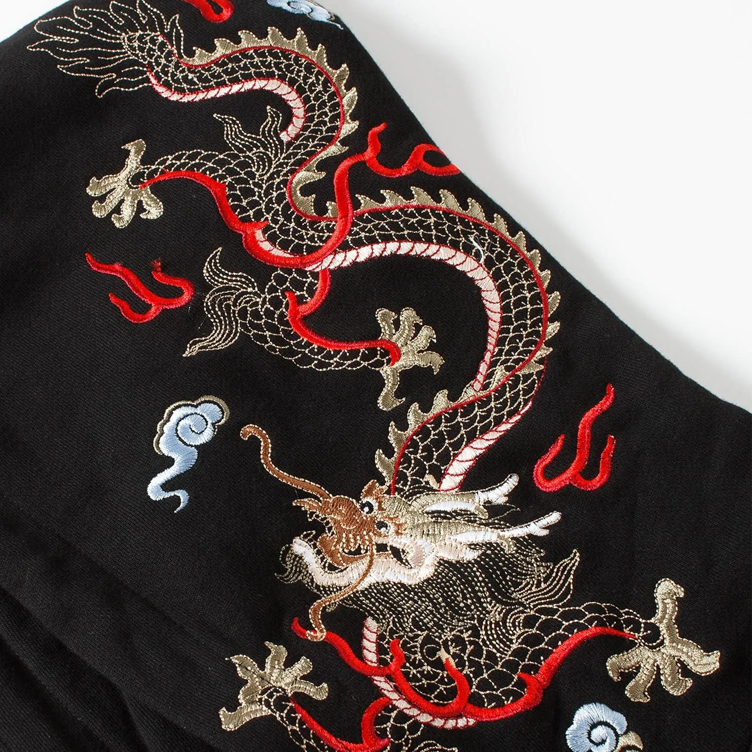 Niepce Inc Streetwear Men's Dragon Embroidered Heavyweight Graphic Hoodies