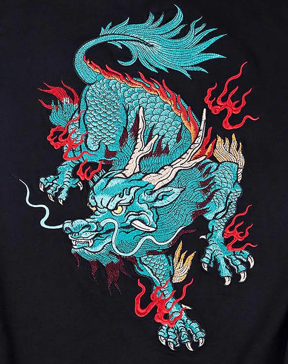 Niepce Inc Streetwear Men's Dragon Embroidered Heavyweight Graphic Hoodies