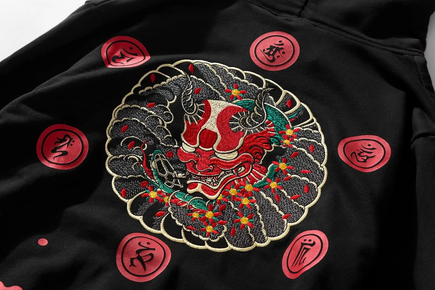 Niepce Inc Streetwear Men's Dragon Embroidered Heavyweight Graphic Hoodies