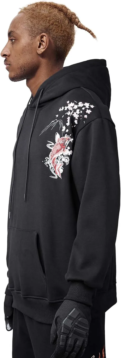 Niepce Inc Streetwear Men's Dragon Embroidered Heavyweight Graphic Hoodies