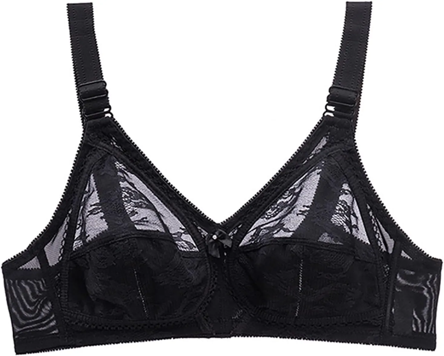 No Underwire Bra for Women Lightweight Mesh Lace Push Up Adjustable Straps Bra Comfort Breathable Everyday Bralette