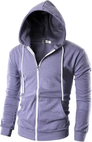 Ohoo Men's Zip Up Hoodie Lightweight Sweatshirt Full Zip Hooded Jacket