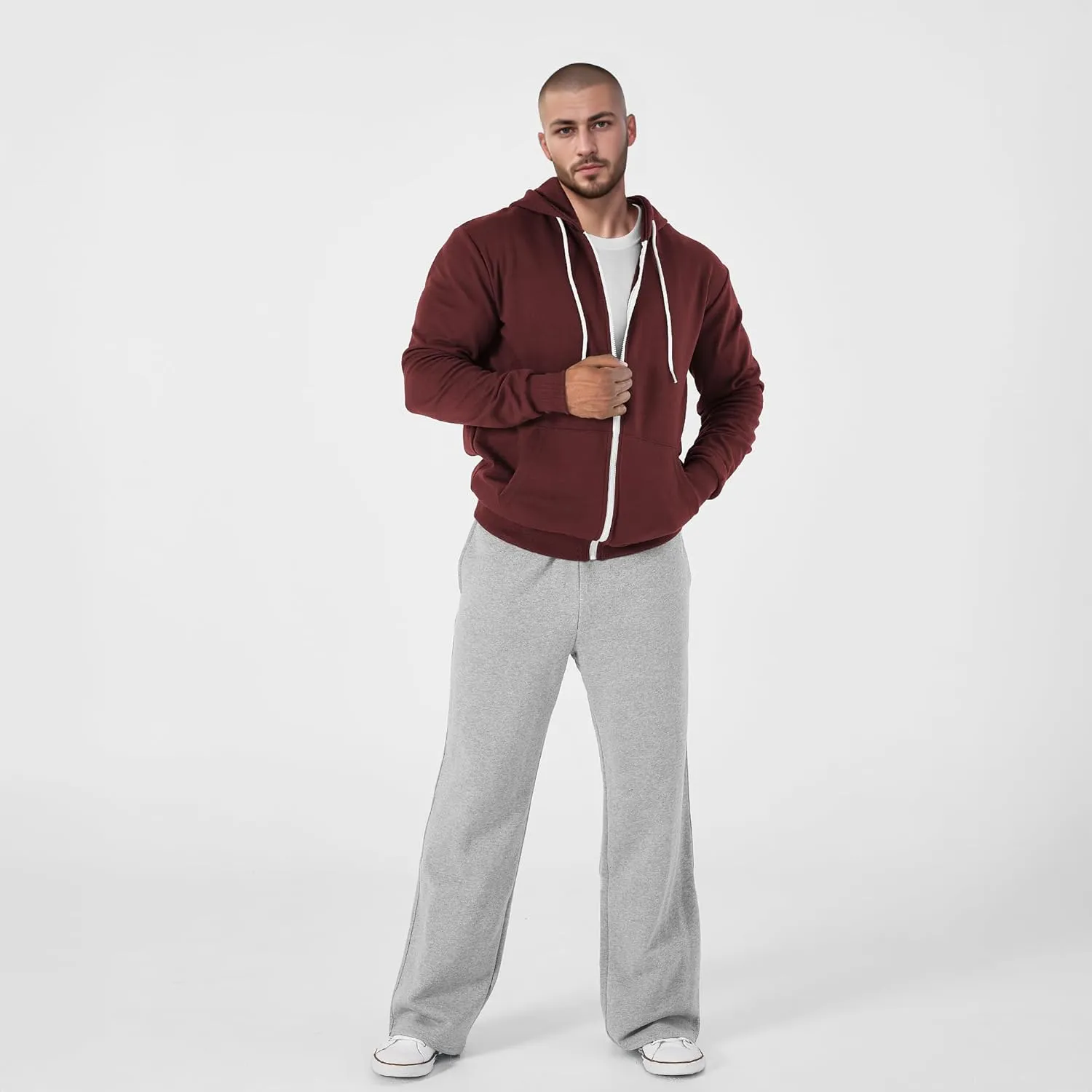 Ohoo Men's Zip Up Hoodie Lightweight Sweatshirt Full Zip Hooded Jacket