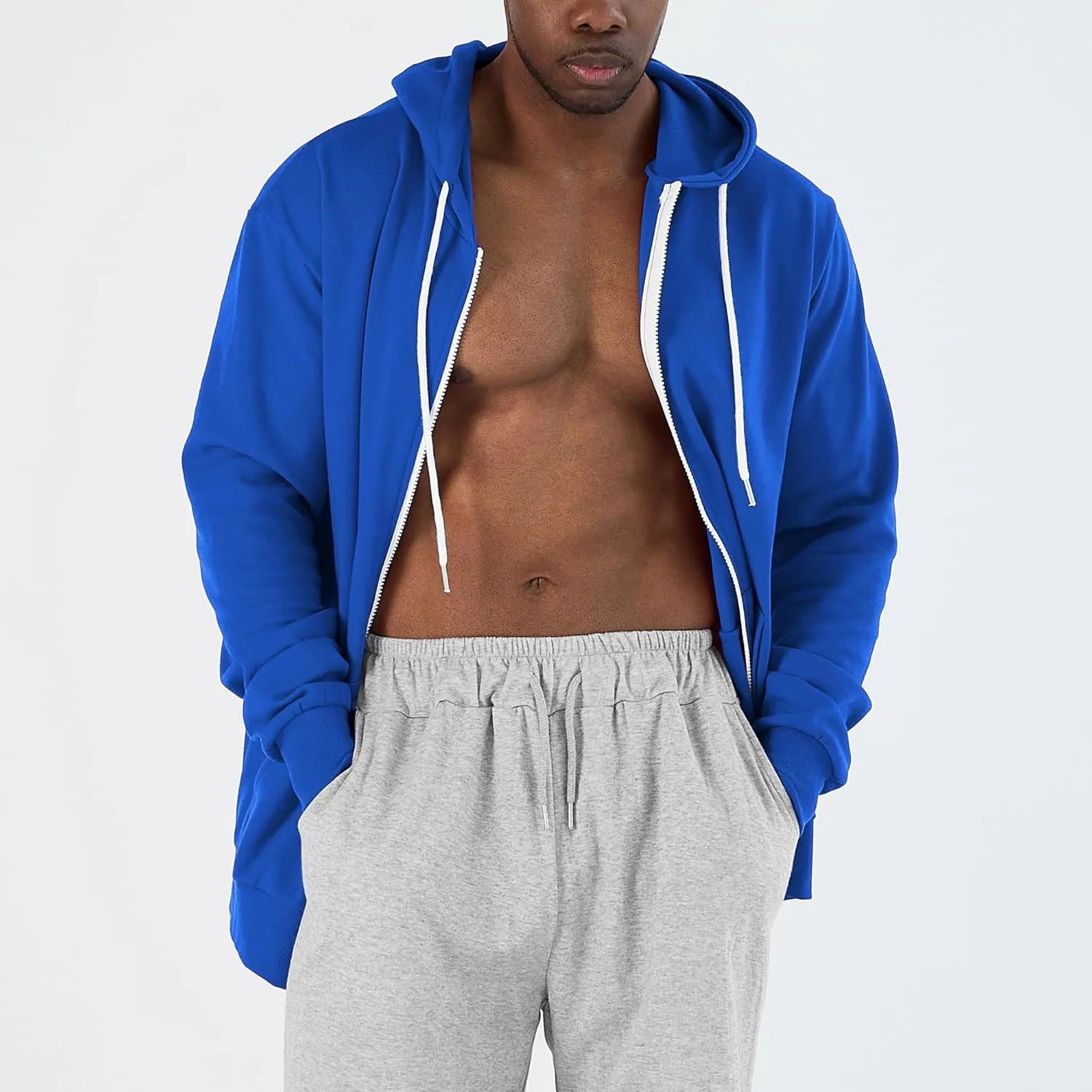 Ohoo Men's Zip Up Hoodie Lightweight Sweatshirt Full Zip Hooded Jacket