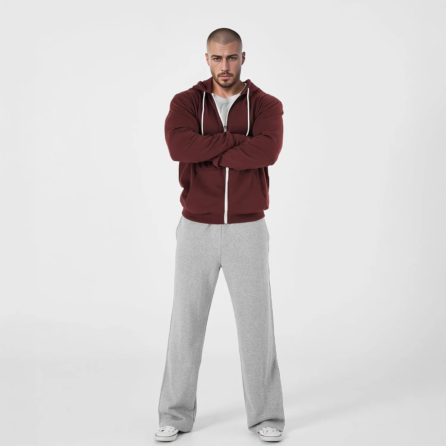 Ohoo Men's Zip Up Hoodie Lightweight Sweatshirt Full Zip Hooded Jacket